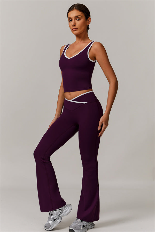 The Vela Cross Flare Pant - Peach Pink