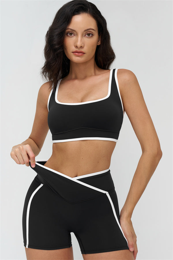 Soft Active Wrapover Contrast Mini Shorts