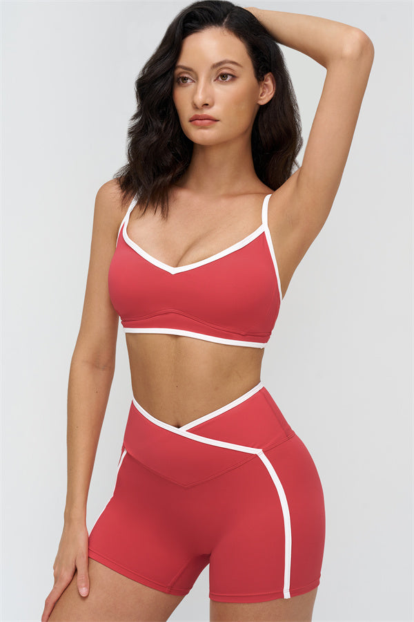 Soft Active Wrapover Contrast Mini Shorts