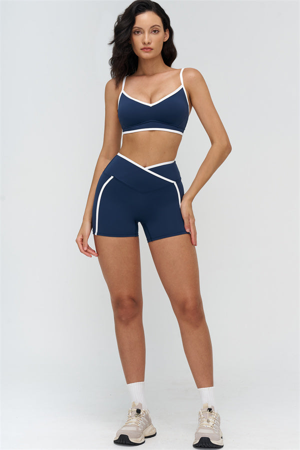 Soft Active Wrapover Contrast Mini Shorts